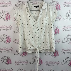 Papermoon t-shirt button up stars tie up White and Black Polka Dot Blouse